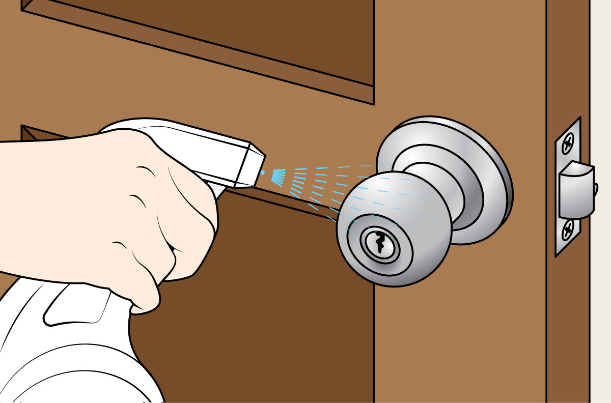 NaOClean DIsinfection on Door Knob